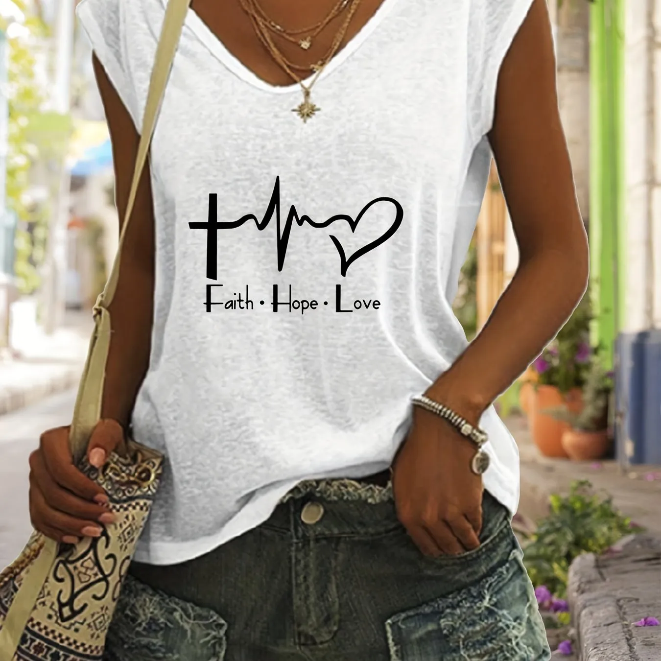 Faith  Love Sleeveless Tank Casual Spring  Summer Style