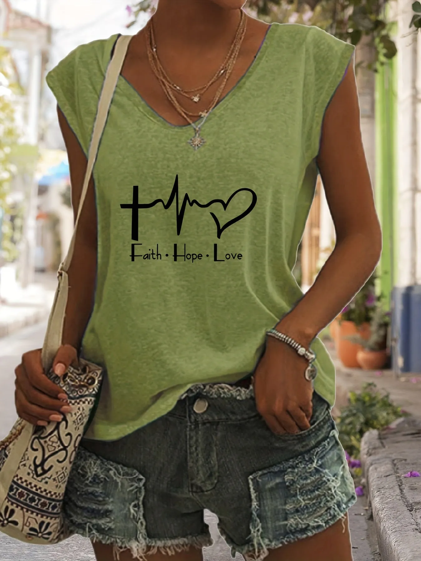 Faith  Love Sleeveless Tank Casual Spring  Summer Style