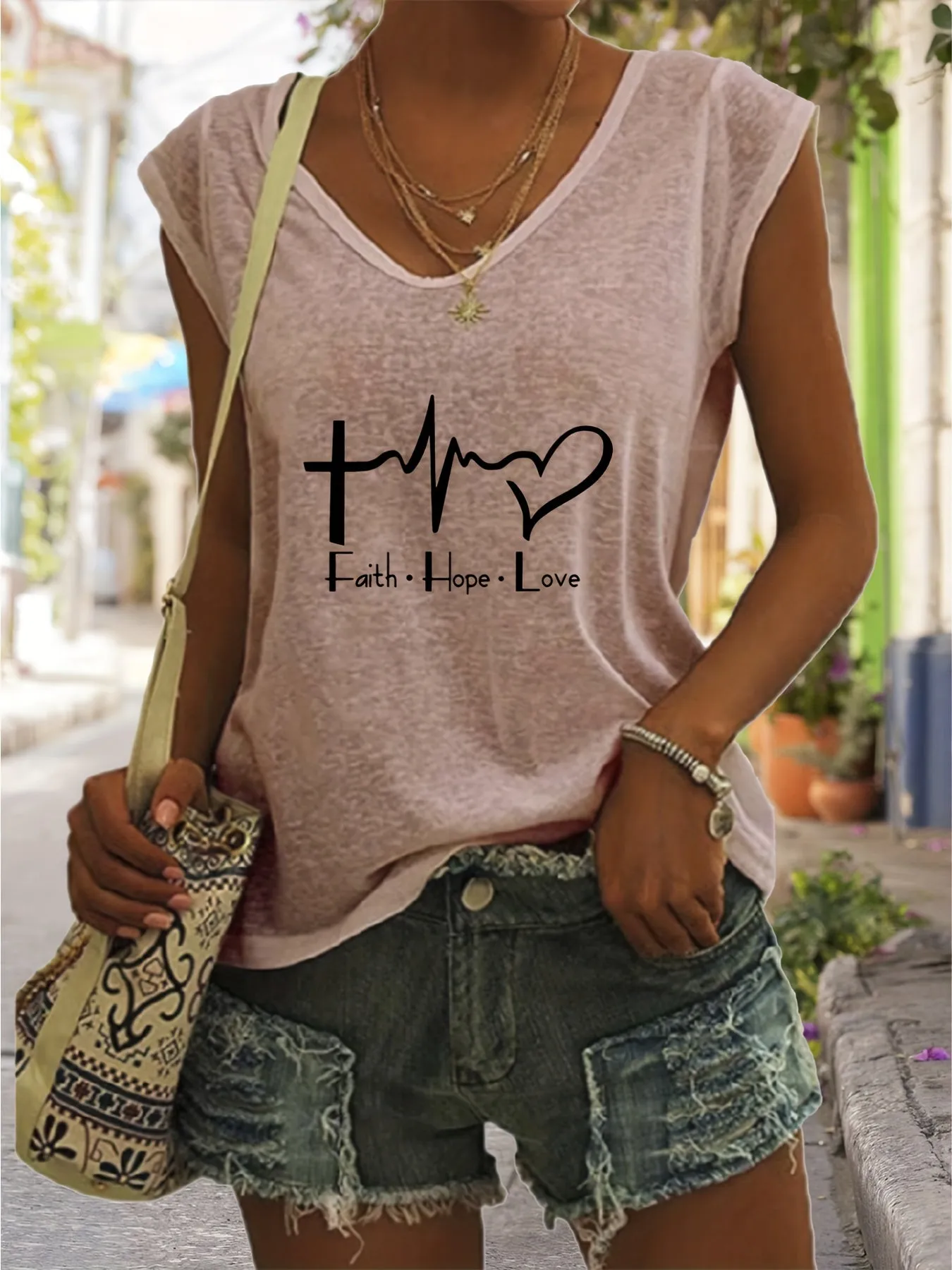 Faith  Love Sleeveless Tank Casual Spring  Summer Style