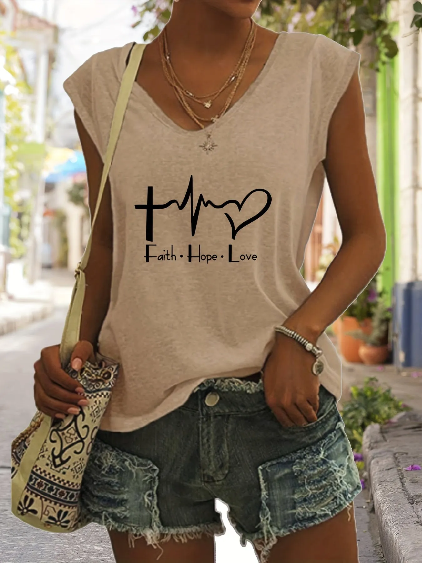 Faith  Love Sleeveless Tank Casual Spring  Summer Style