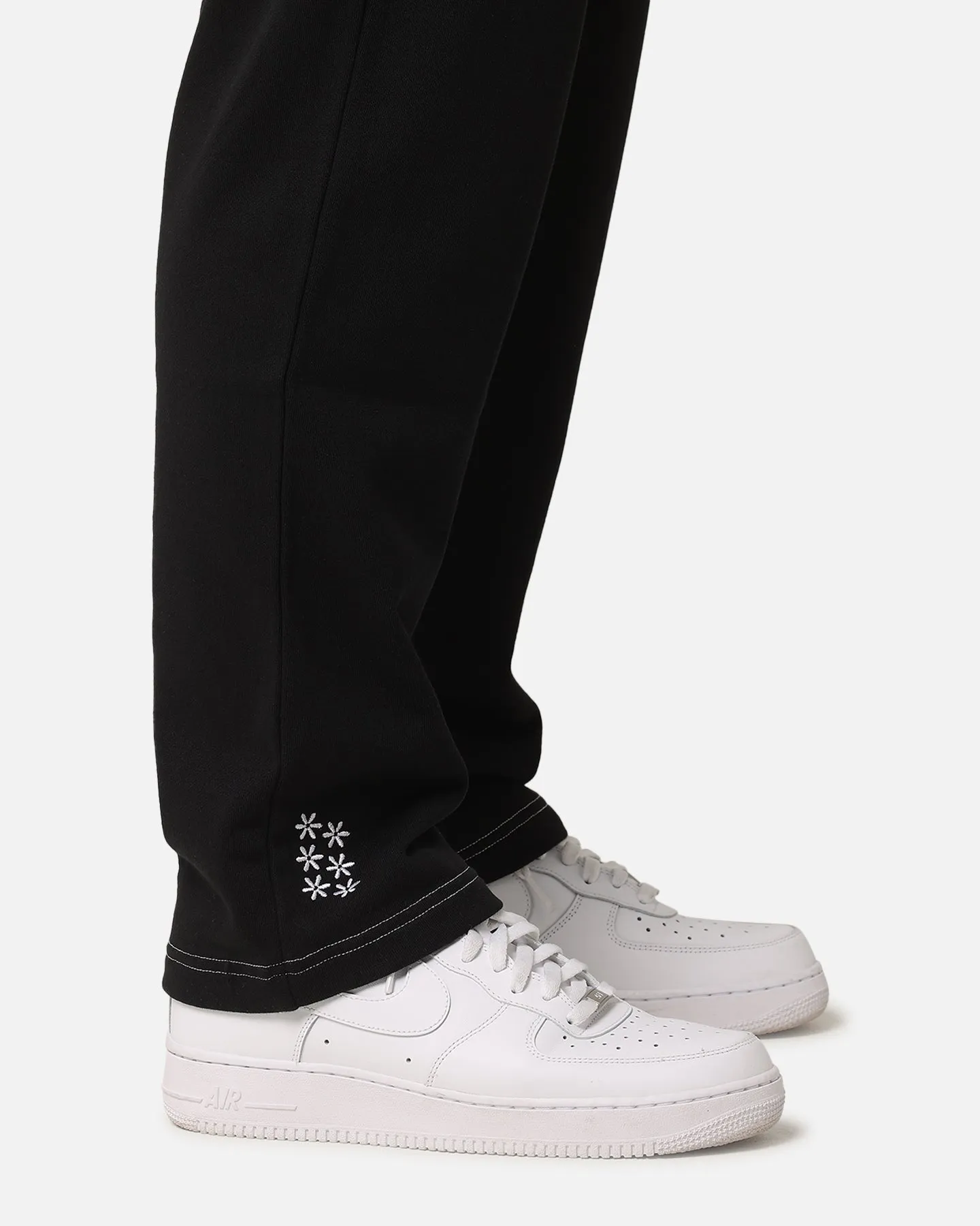 Felt Contrast Stitched Sweatpants Black