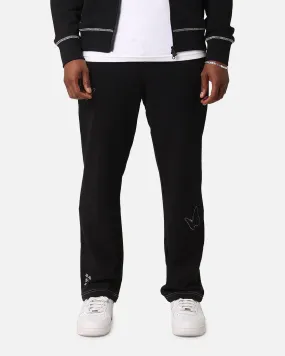 Felt Contrast Stitched Sweatpants Black