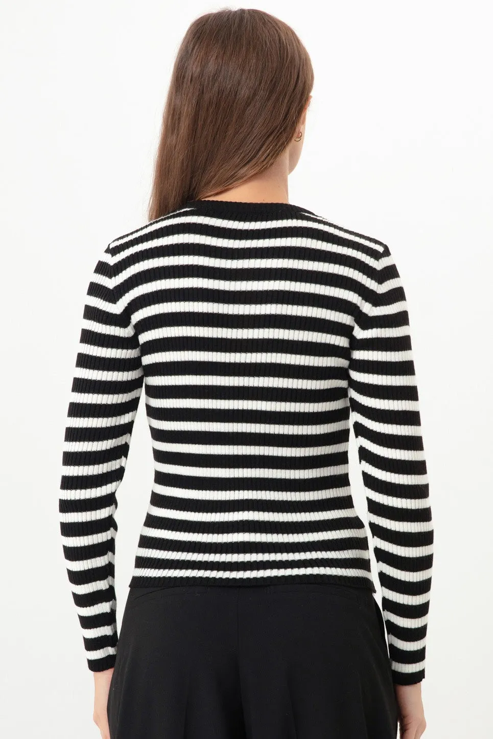 Female Striped Wick Lycra Knitwear Sweater