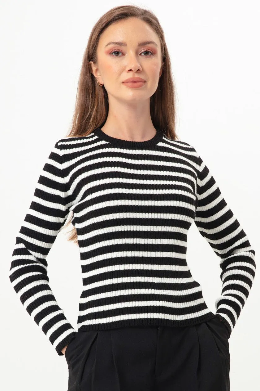 Female Striped Wick Lycra Knitwear Sweater