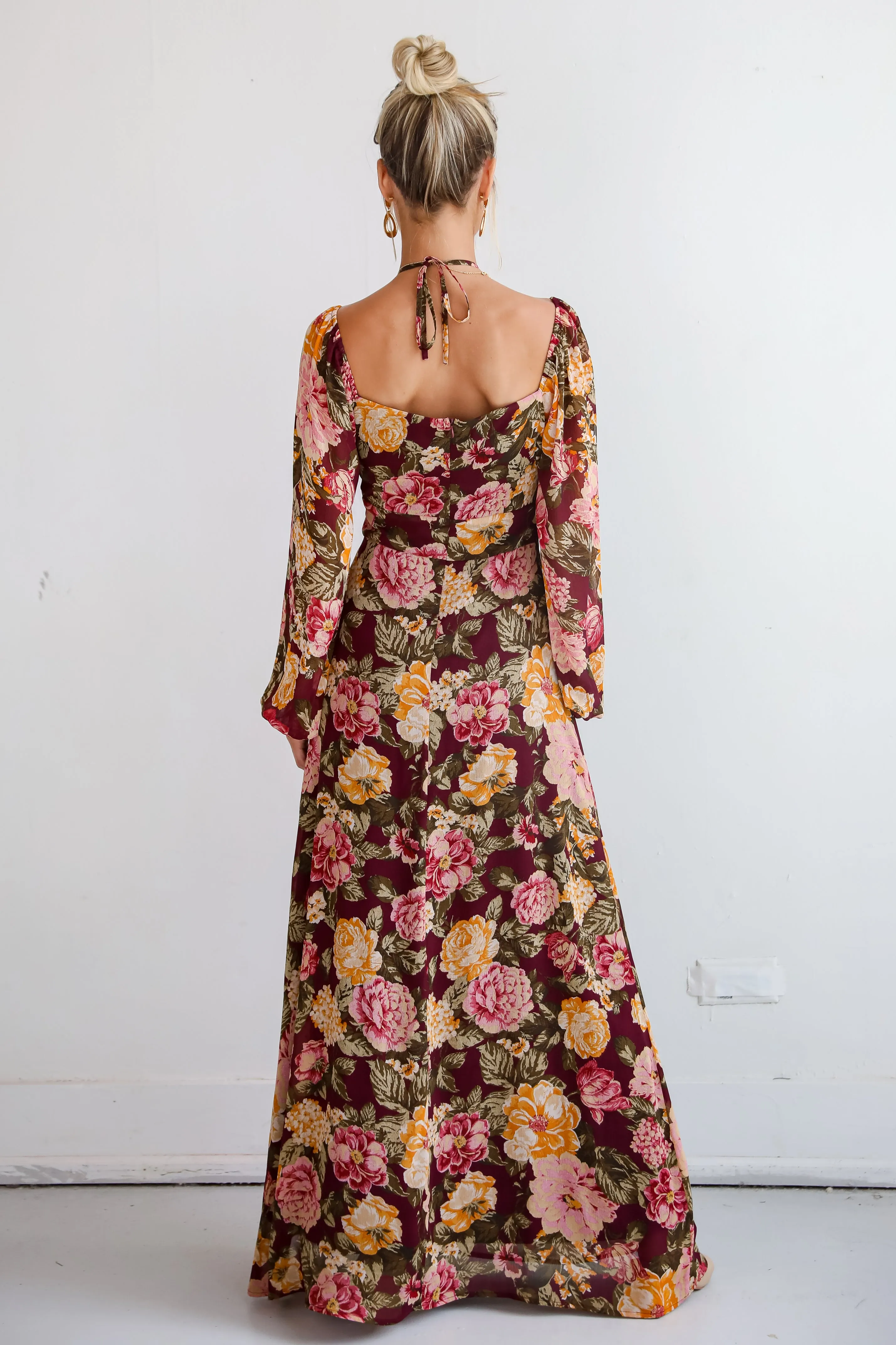 FINAL SALE - Breathtaking View Plum Floral Maxi Dress