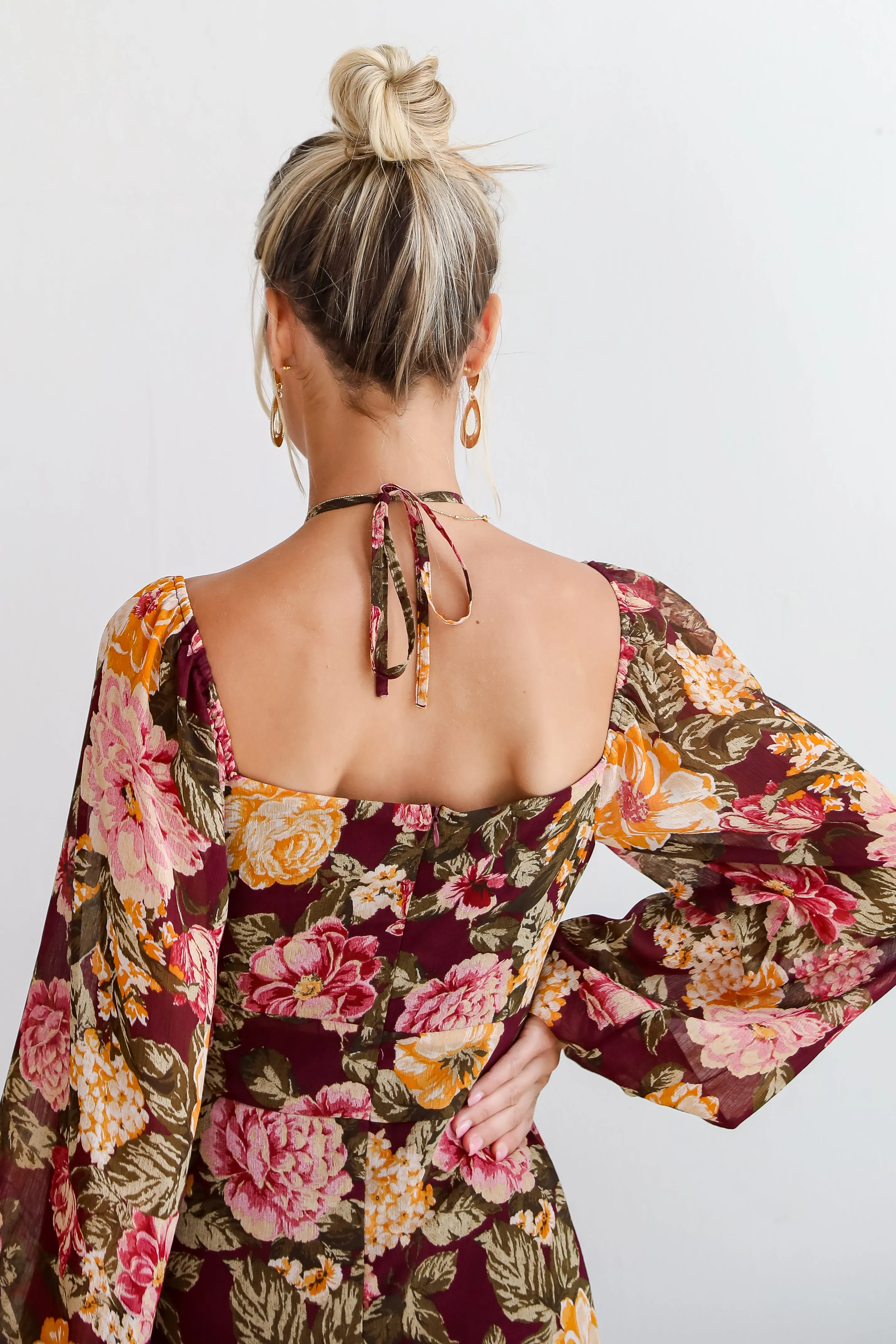 FINAL SALE - Breathtaking View Plum Floral Maxi Dress