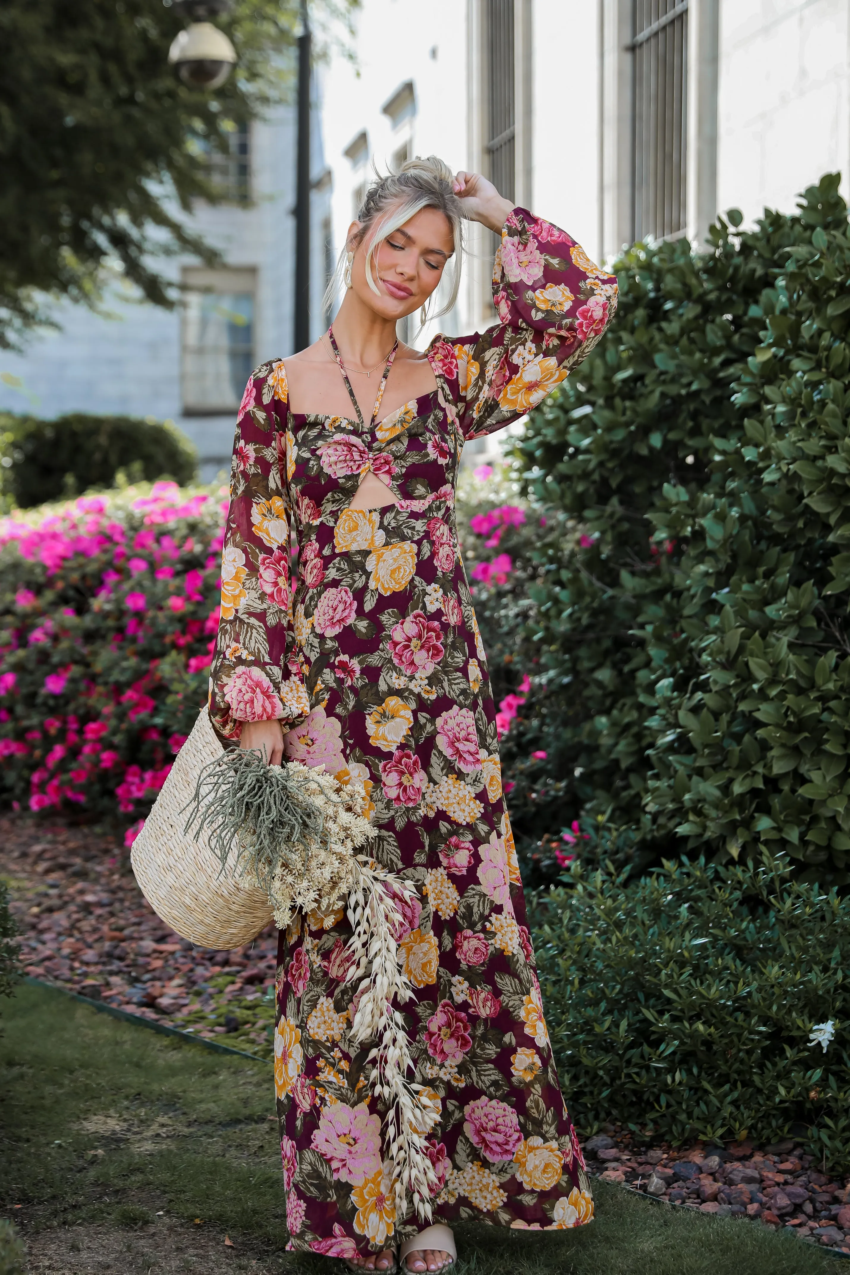 FINAL SALE - Breathtaking View Plum Floral Maxi Dress