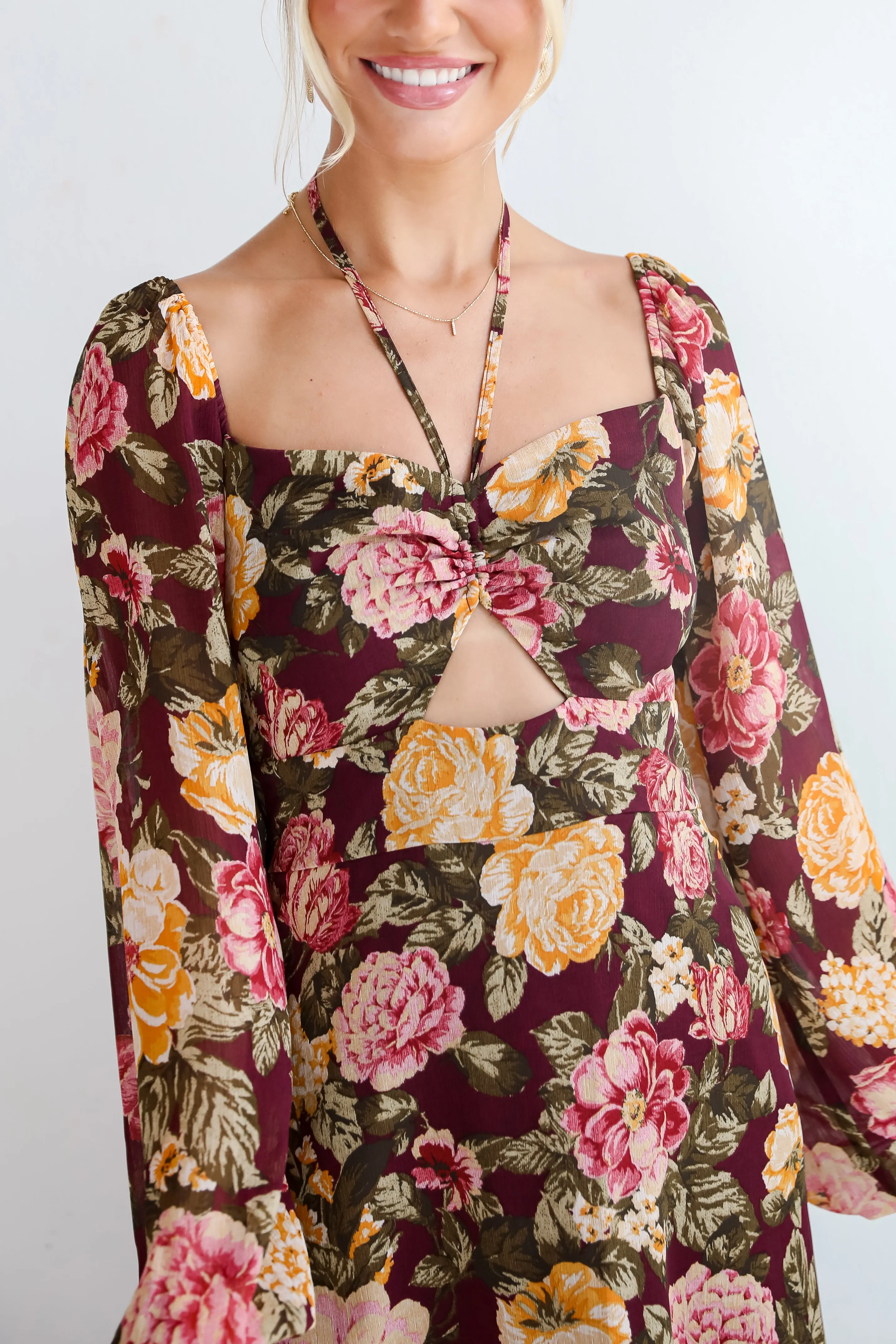 FINAL SALE - Breathtaking View Plum Floral Maxi Dress