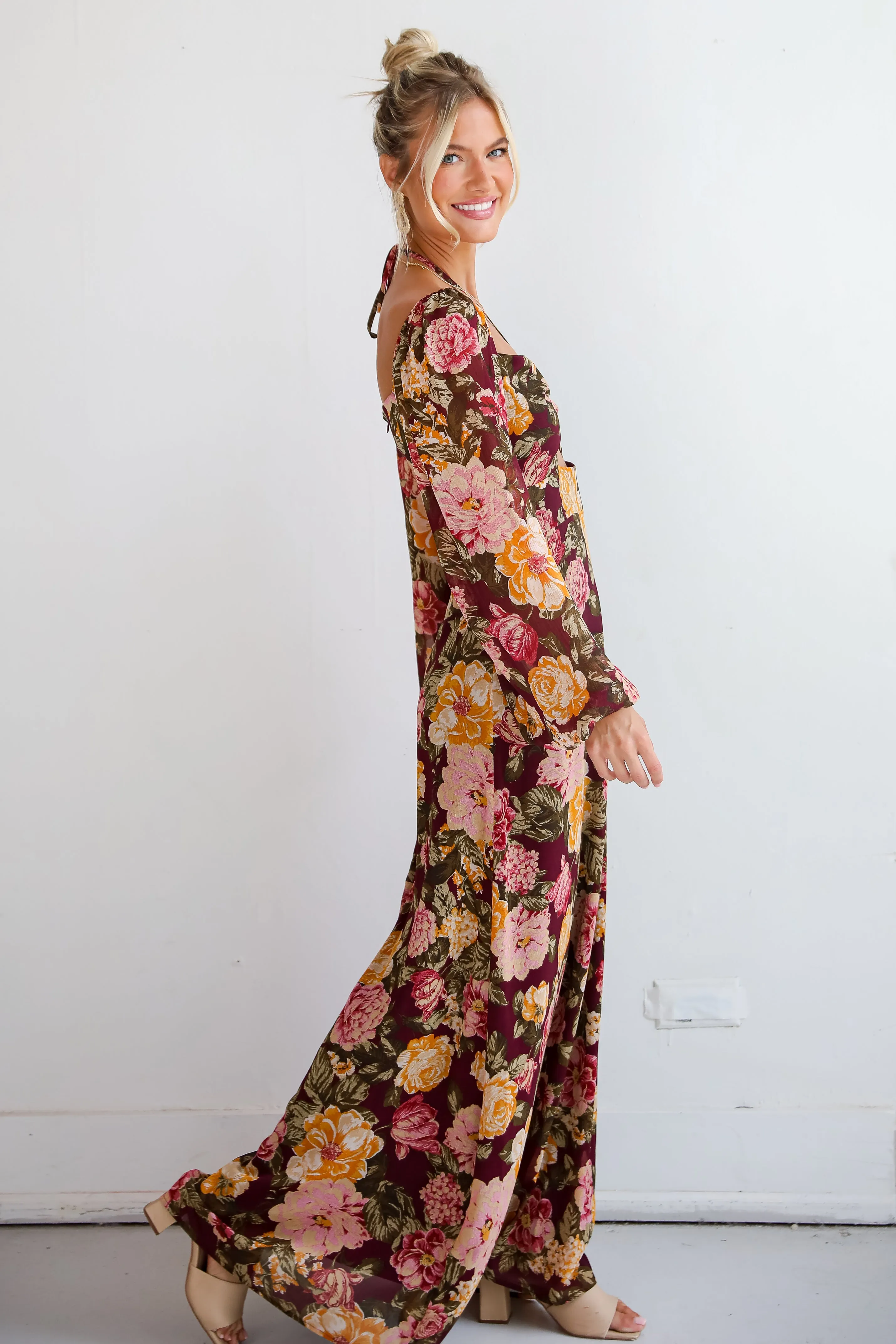 FINAL SALE - Breathtaking View Plum Floral Maxi Dress