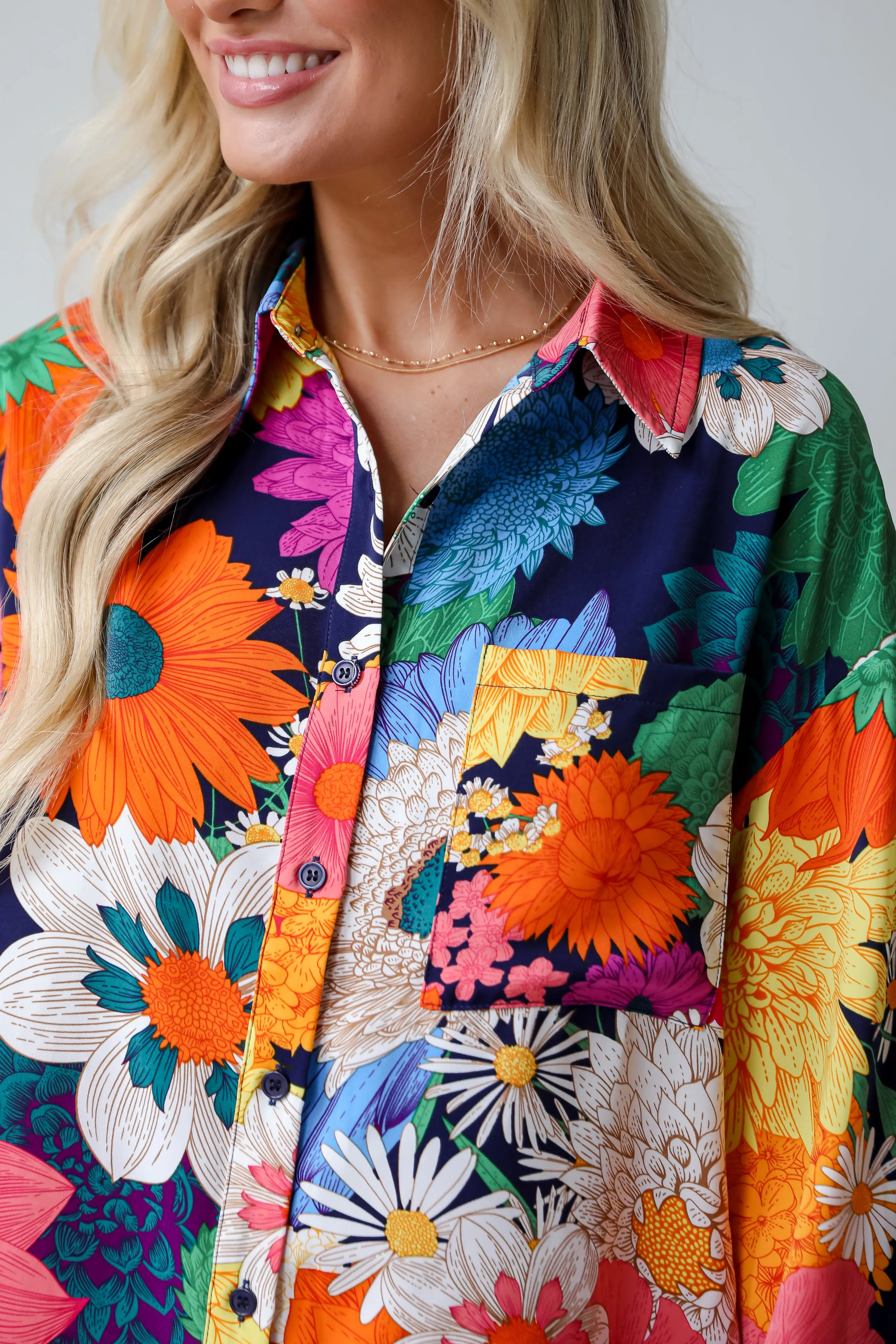 FINAL SALE - Dreamy Effect Navy Floral Blouse