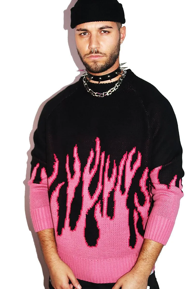 Fire Crop Sleeve Sweater- Pink