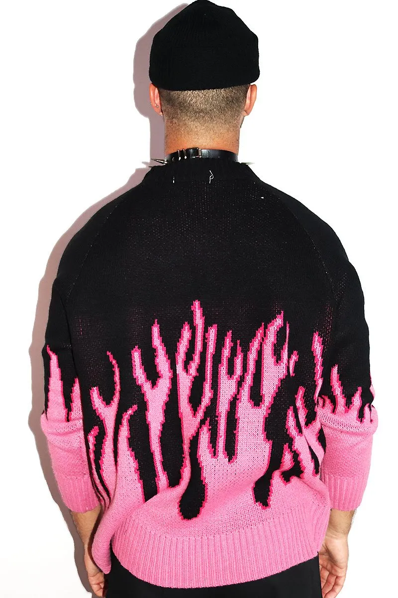 Fire Crop Sleeve Sweater- Pink