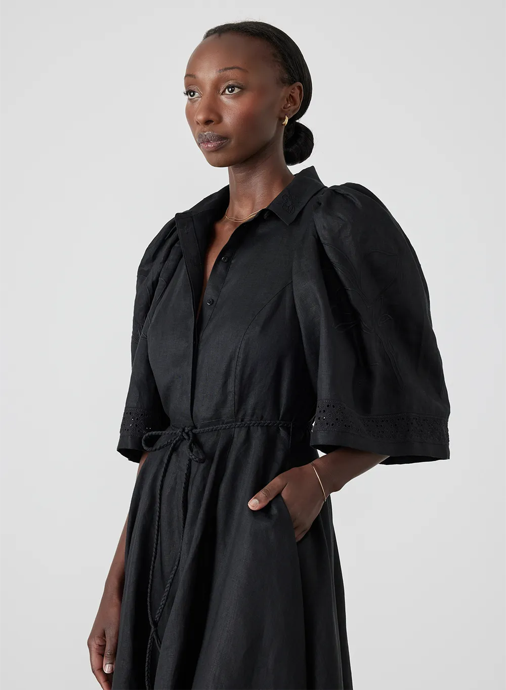 Fleur Linen Midi Shirt Dress