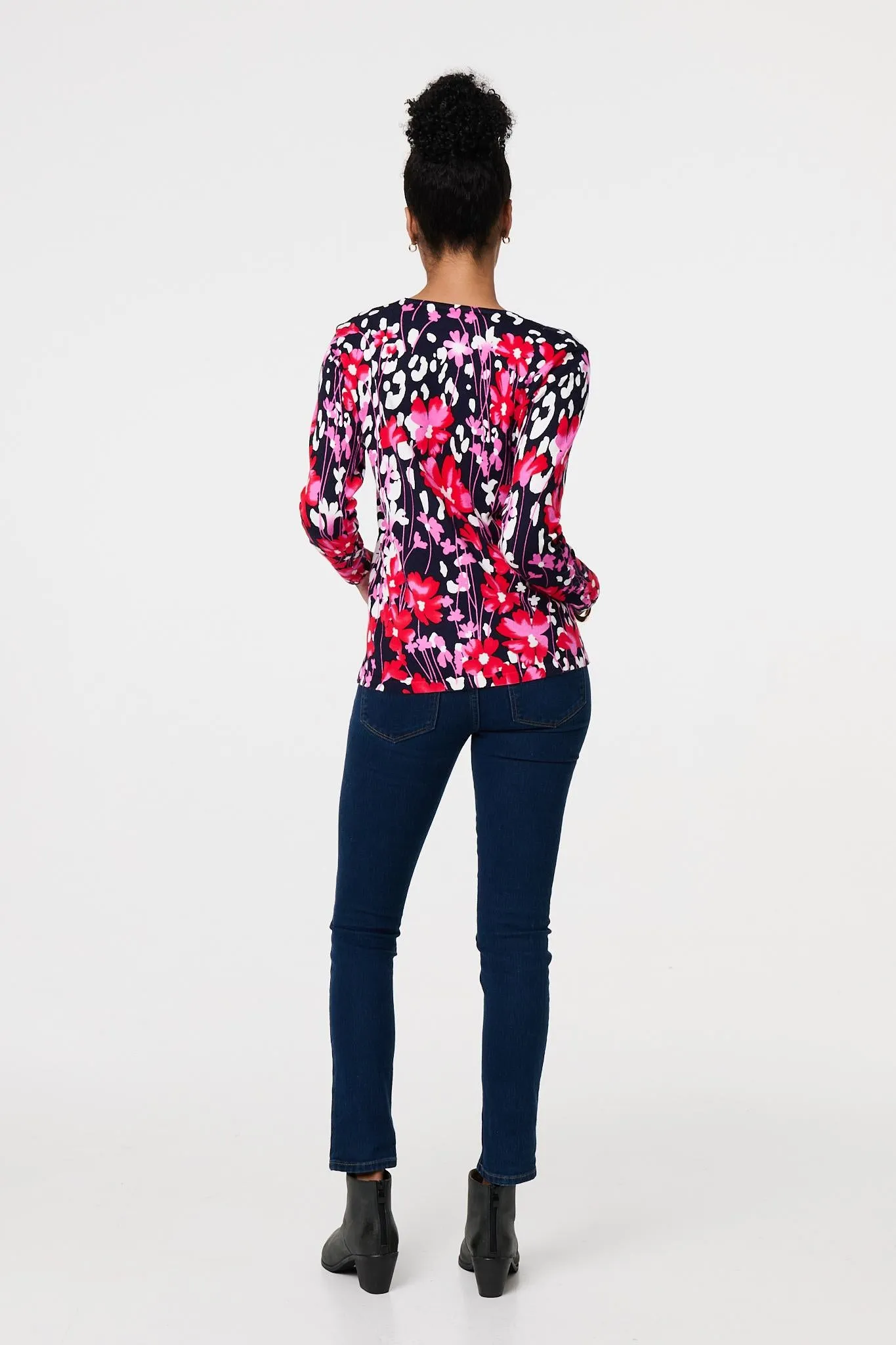 Floral Long Sleeve Scoop Neck Top