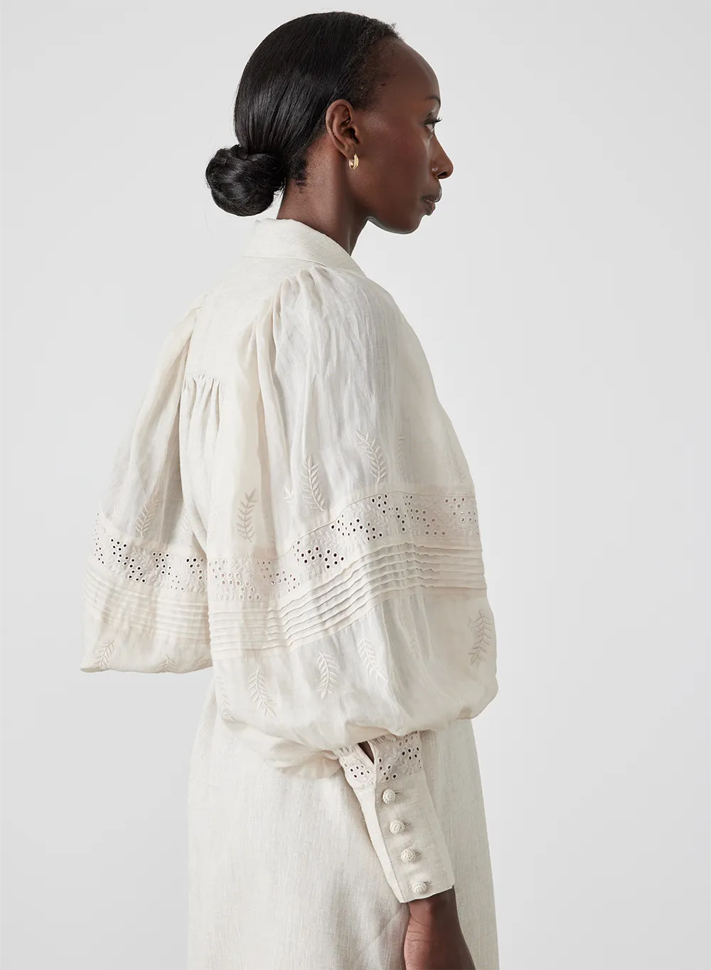 Florence Linen Ramie Embroidery Midi Shirt Dress