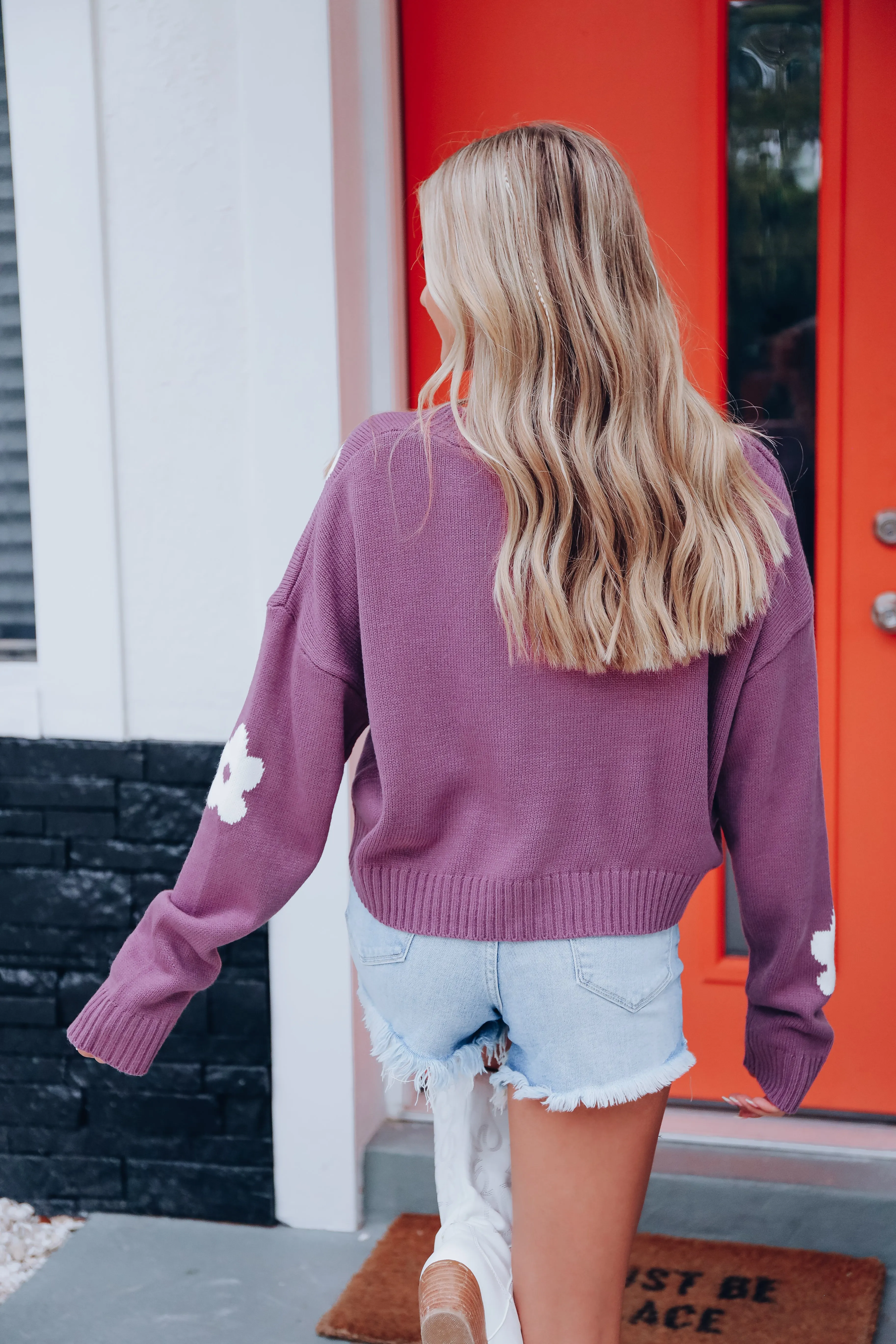 Flower Shops Button Front Cropped Cardigan - Lavender