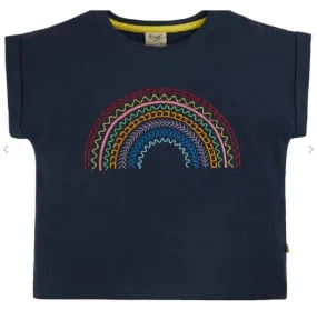 Frugi Sophia Slub T-Shirt Indigo Rainbow