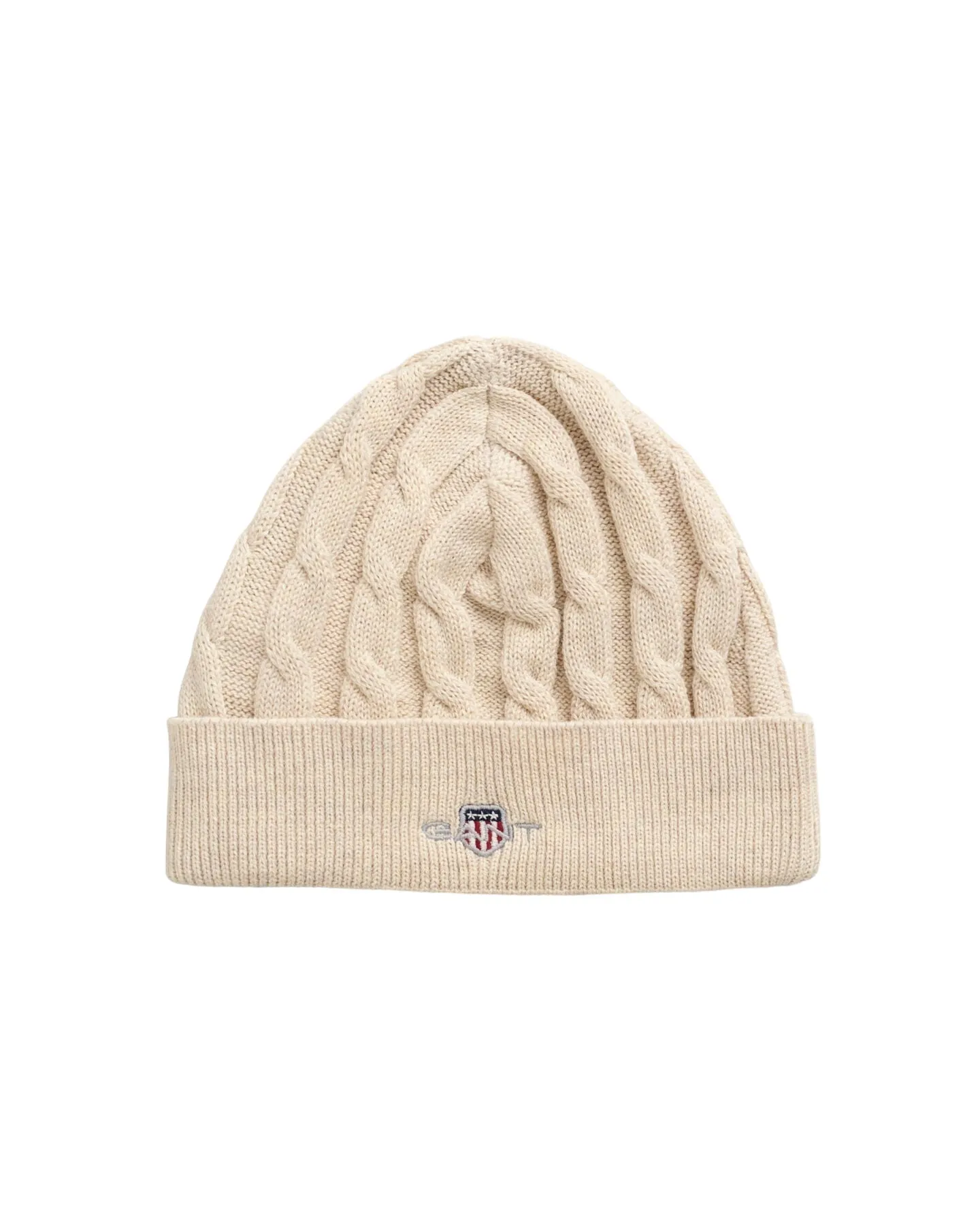 Gant - beige, cable knit pull on beanie