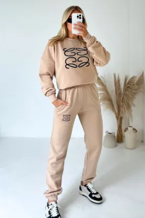 Gege stone embroidered sweater jogger premium loungewear set