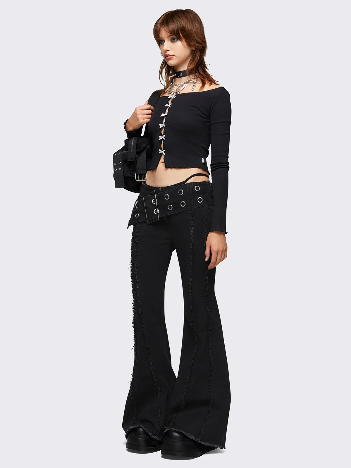 Gia Belted Flare Jeans