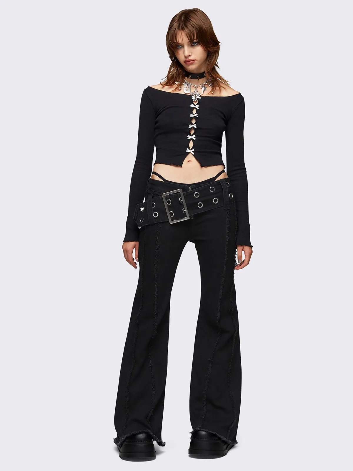 Gia Belted Flare Jeans