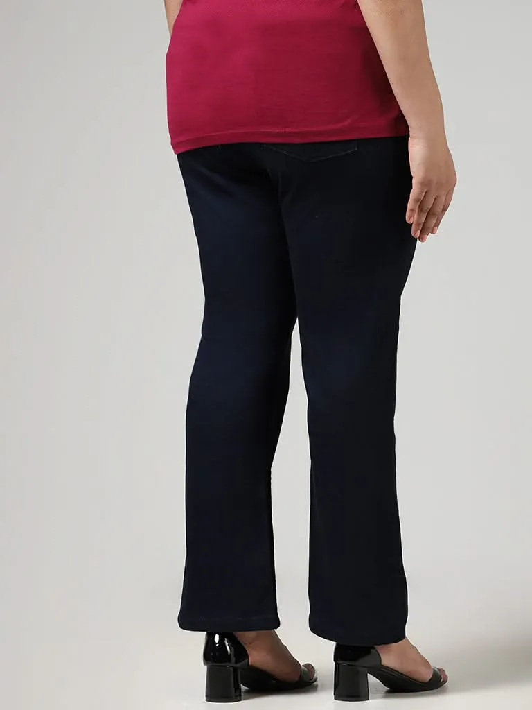 Gia Dark Navy Wide-Leg Fit Mid Rise Denim Jeggings