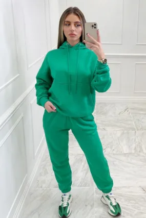 Glamify bottle green essential hooded loungewear set