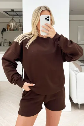 glamify chocolate essential sweater short set