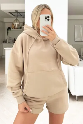 glamify essential stone hoodie short set