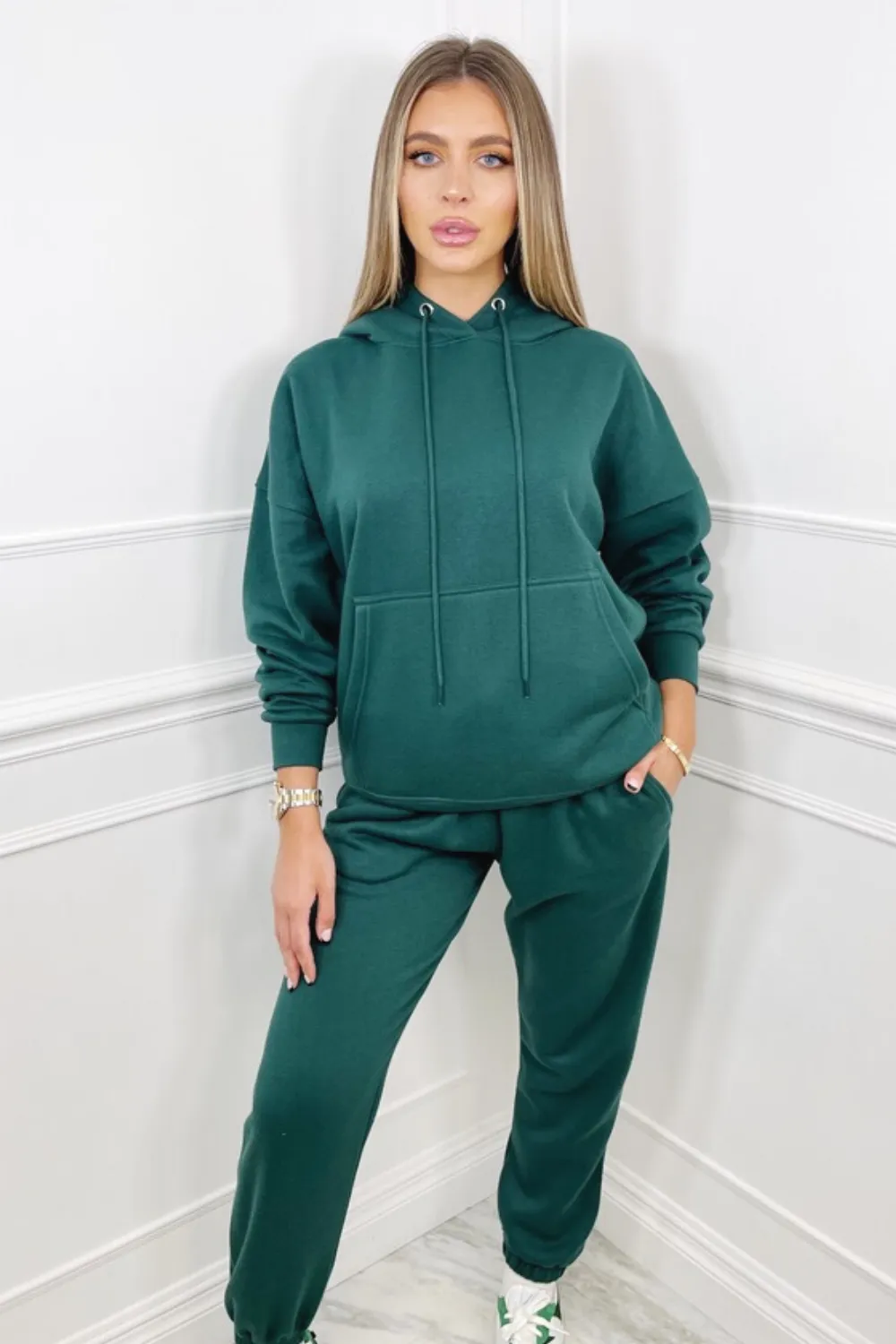 Glamify Forest Green essential hooded loungewear set