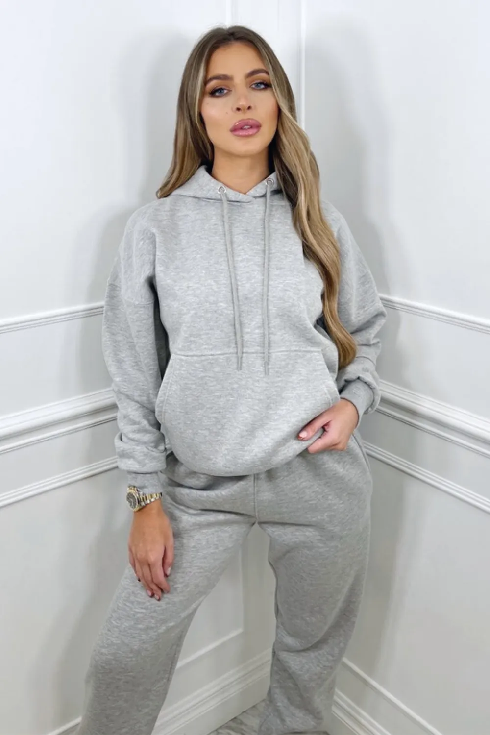 Glamify grey essential hooded loungewear set