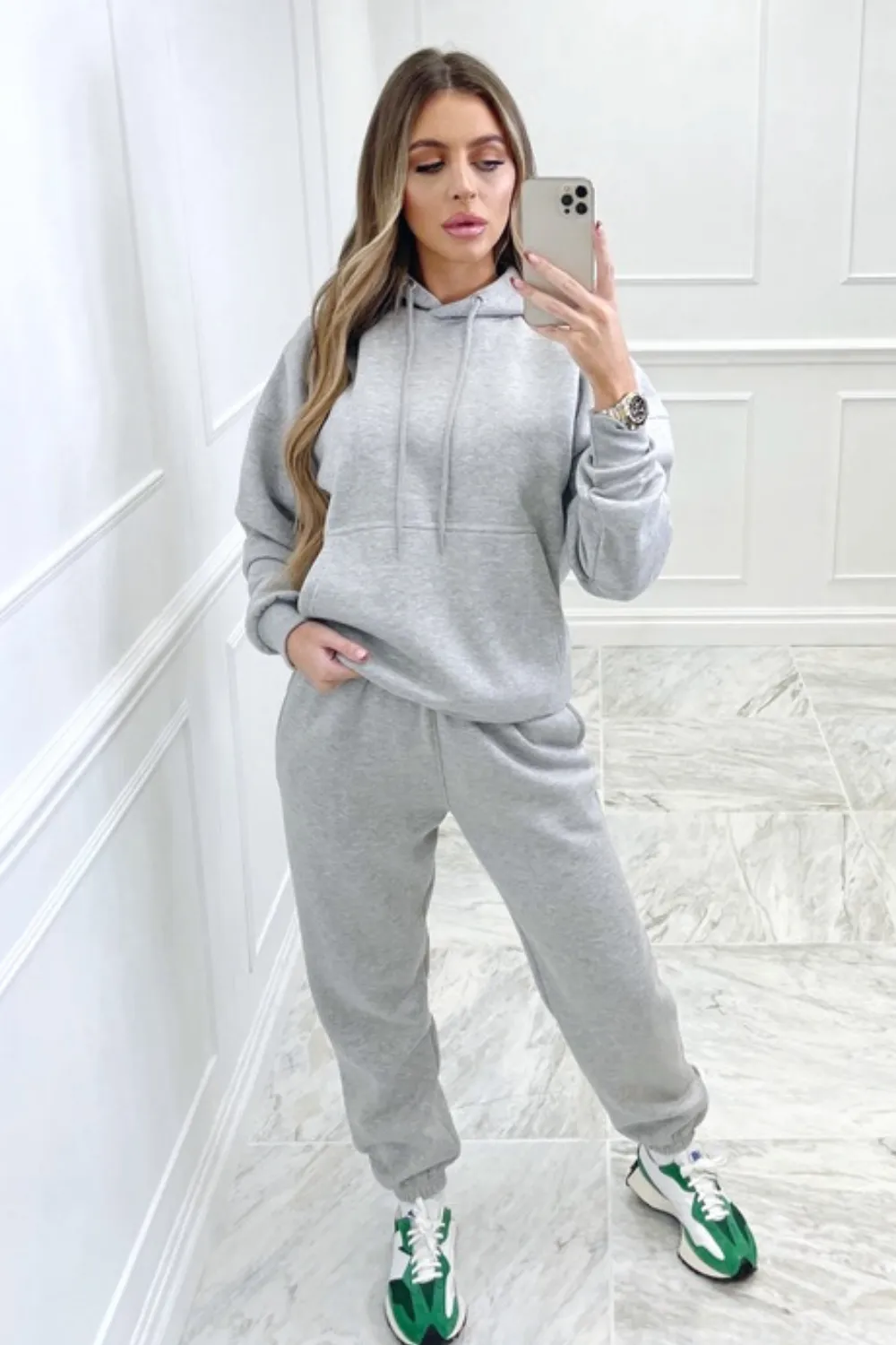 Glamify grey essential hooded loungewear set