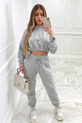 Glamify grey toggle waist hooded loungewear set