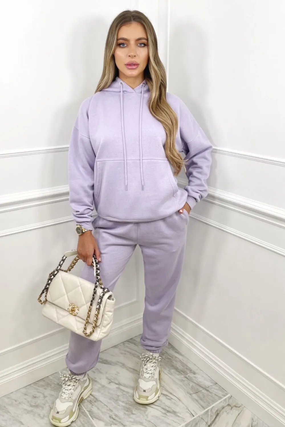 Glamify lilac essential hooded loungewear set