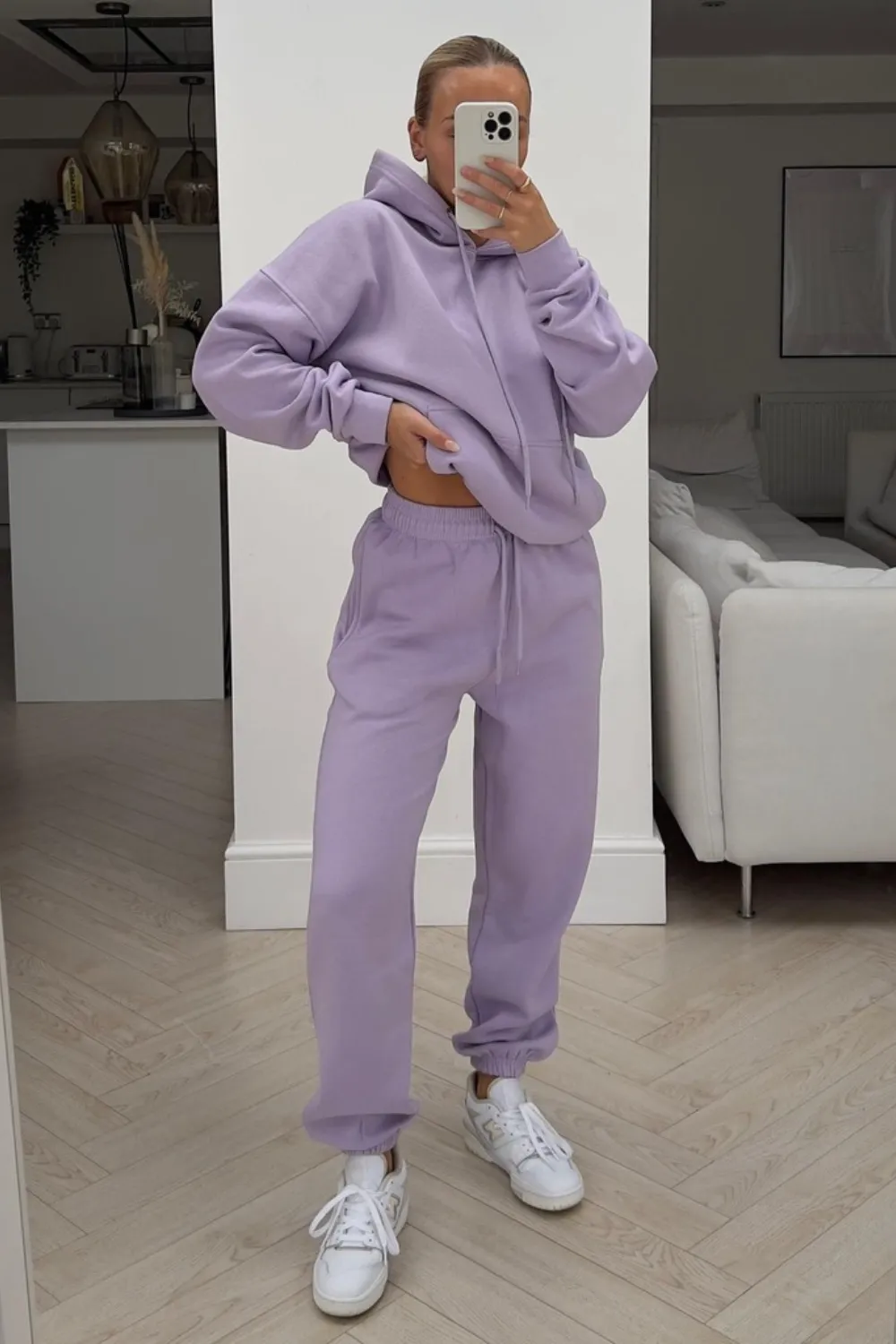 Glamify lilac essential hooded loungewear set