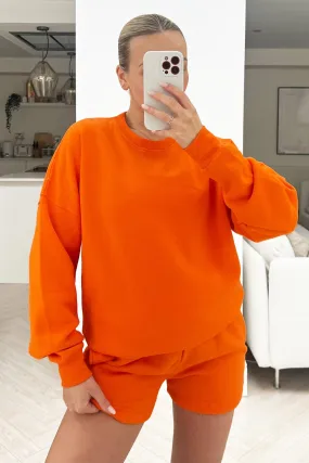 glamify orange essential sweater short set