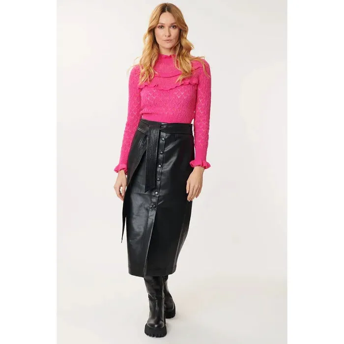 Églantine Midi vegan Leather Skirt - black