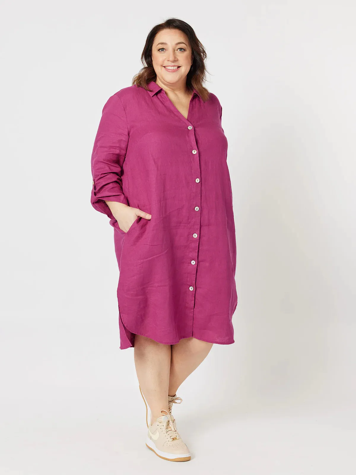 GORDON SMITH On Point Shirt Dress Magenta