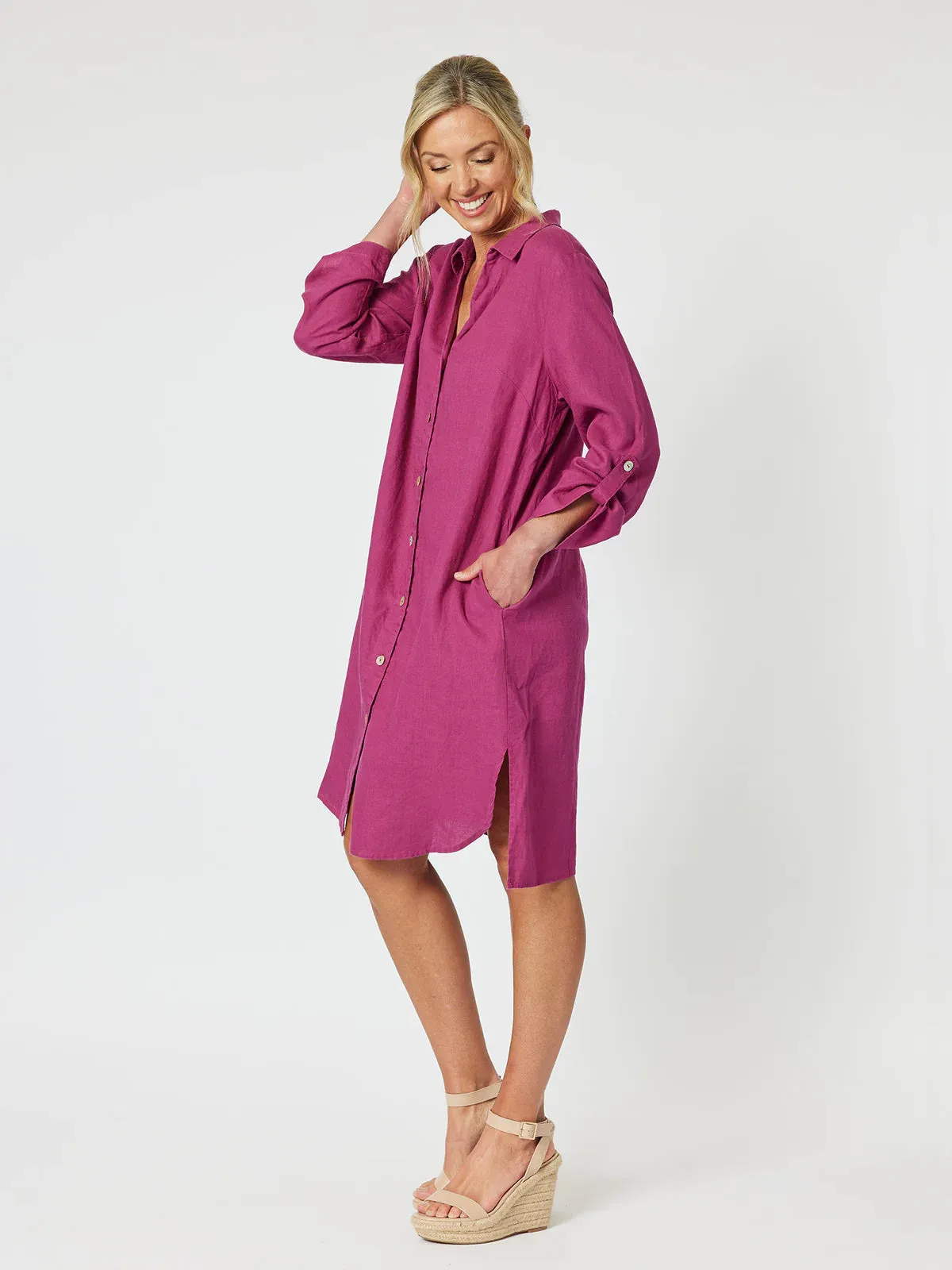 GORDON SMITH On Point Shirt Dress Magenta