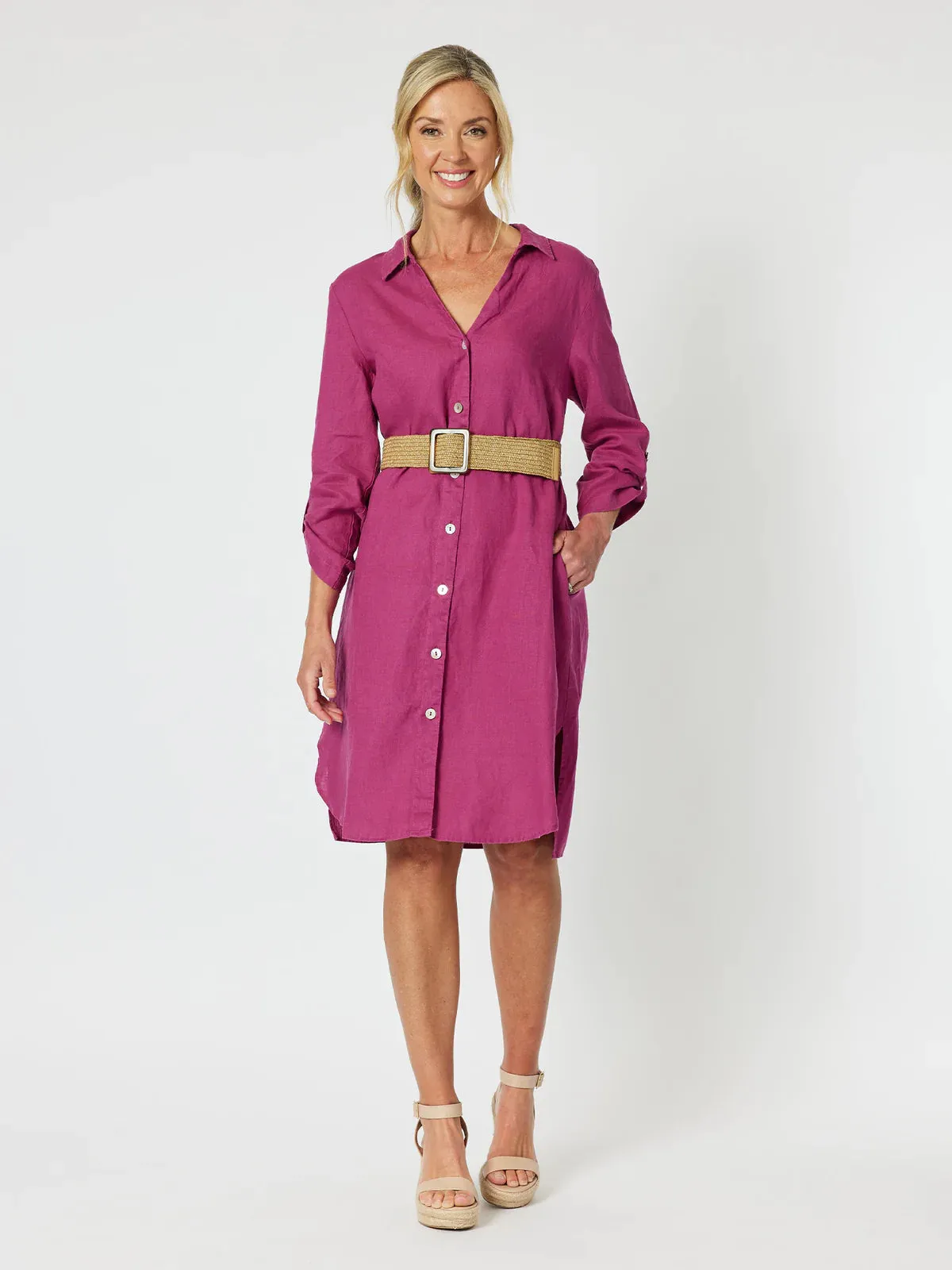 GORDON SMITH On Point Shirt Dress Magenta