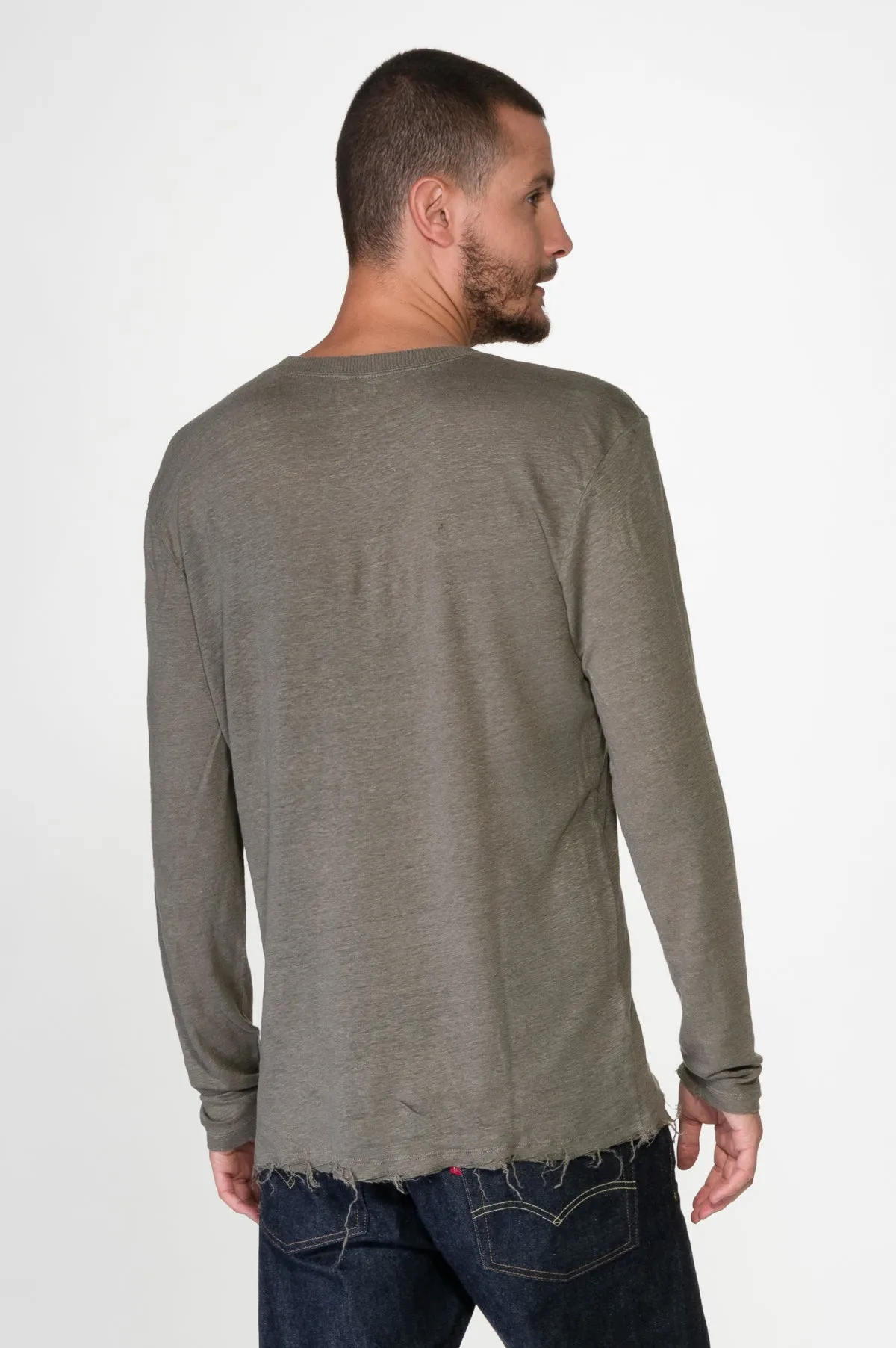 Grey Men's Linen Long Shirt