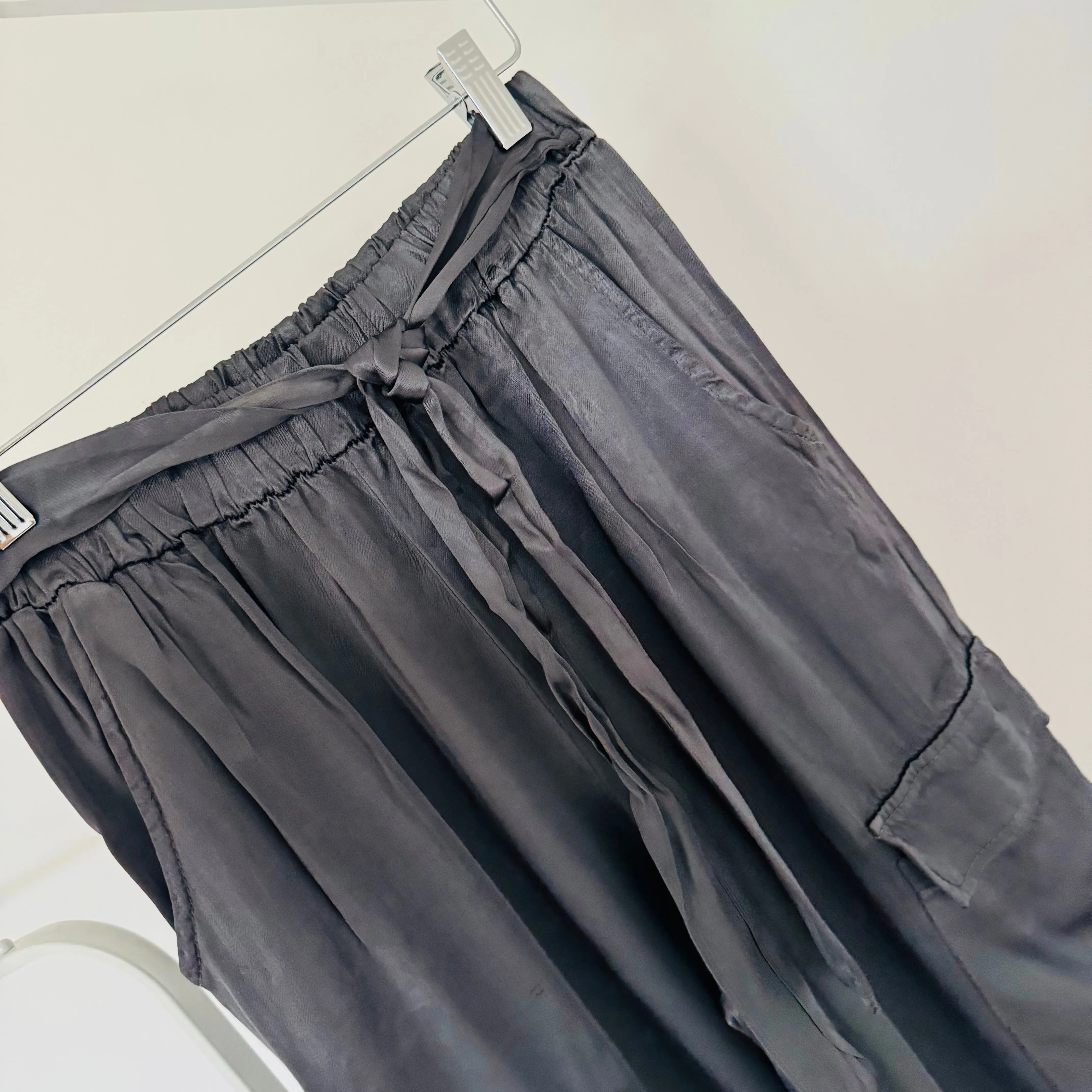 GUNMETAL GREY Satin Cargo joggers *NEW*