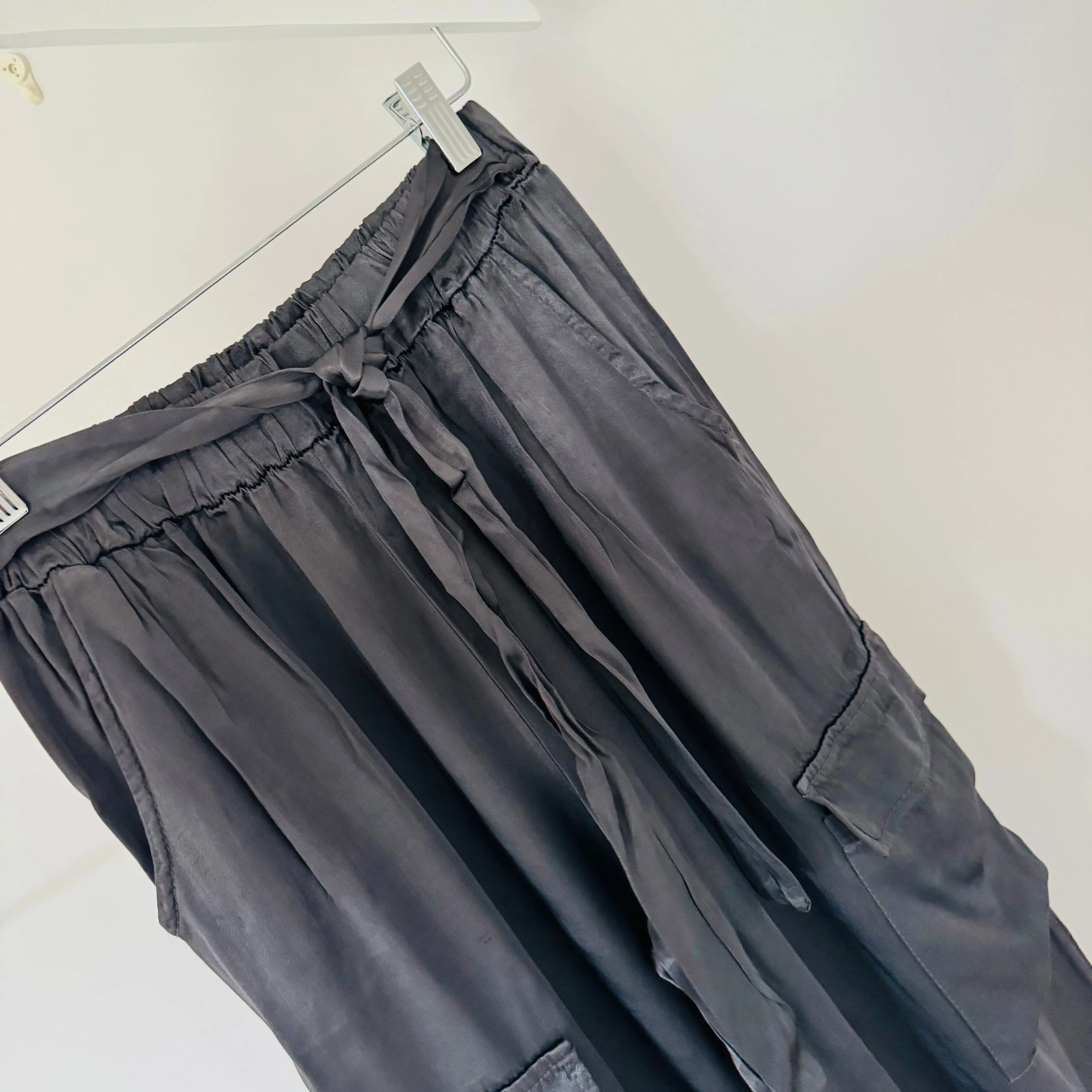 GUNMETAL GREY Satin Cargo joggers *NEW*