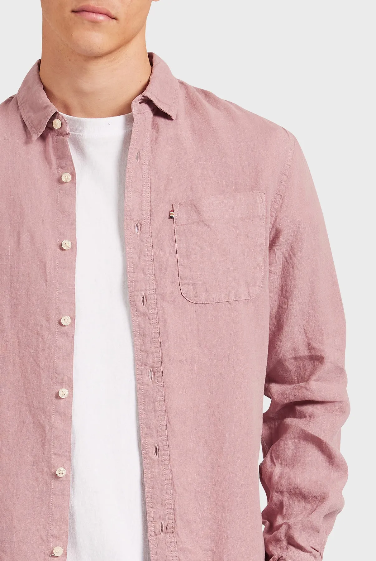 Hampton Linen Shirt in Iris Pink