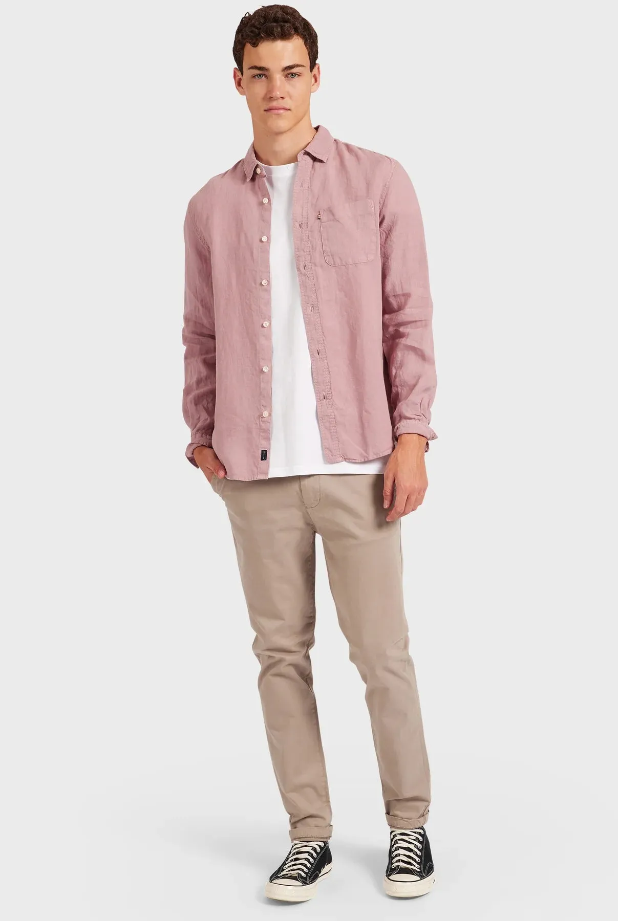 Hampton Linen Shirt in Iris Pink