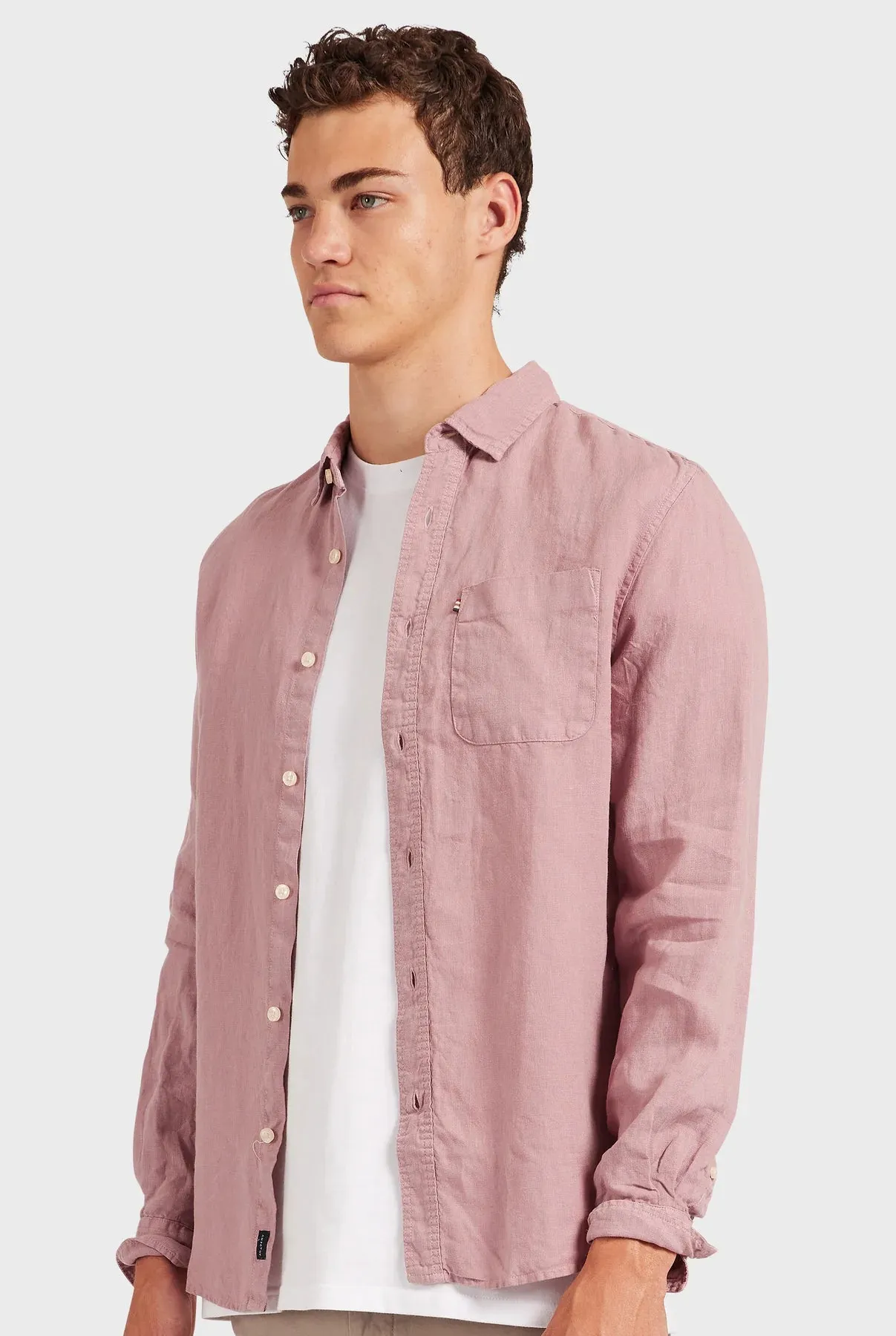 Hampton Linen Shirt in Iris Pink