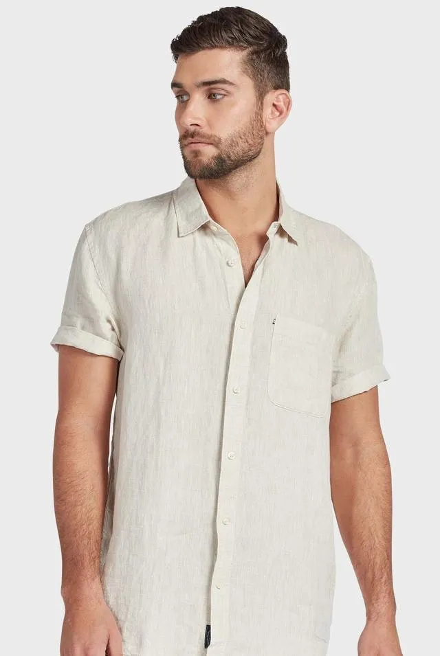 Hampton Linen Short Sleeve Shirt in Oatmeal