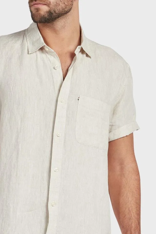 Hampton Linen Short Sleeve Shirt in Oatmeal