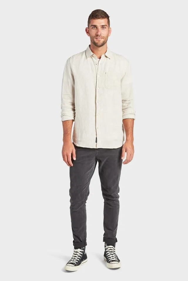 Hampton L/S Linen Shirt in Oatmeal