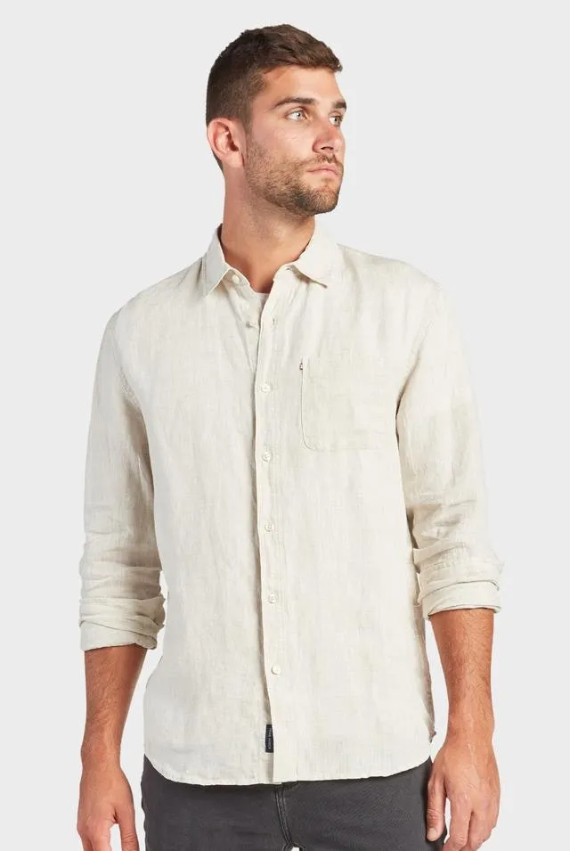 Hampton L/S Linen Shirt in Oatmeal